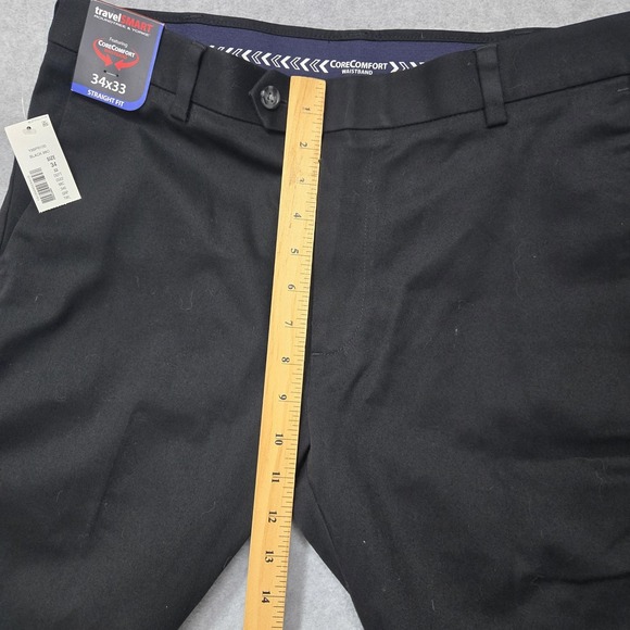 Roundtree & Yorke Pants Mens 34x33 Black Straight Fit Flat Front TravelSmart - Picture 10 of 13